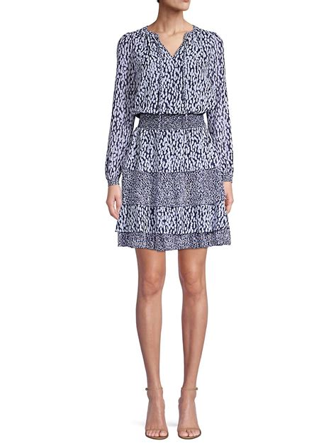 MICHAEL Michael Kors Ikat Dot Print Tiered Dress 